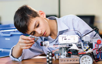 Child building toy electric car